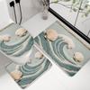 3 шт. коврик для туалетной двери с морской ракушкой, коврик для крышки унитаза, U-образный коврик для ног, противоскользящий коврик для душевой комнаты, впитывающий ковер для ванной