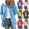 Women's Loose Large Size Plush Multicolor Paneled Hooded Zip Jacket