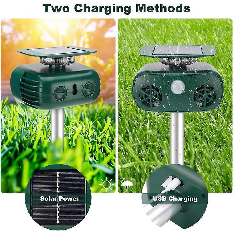 Waterproof Solar Ultrasonic Cat Repeller Outdoor Cat Repeller with Flashing LED Ultrasonic Animal Repeller for Dogs Squirrels Birds Wild Animals