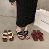 Wedge Heel Red French Cool Slippers Fairy Shoes Wear 2025 New Summer Temperament with Skirt Sandals