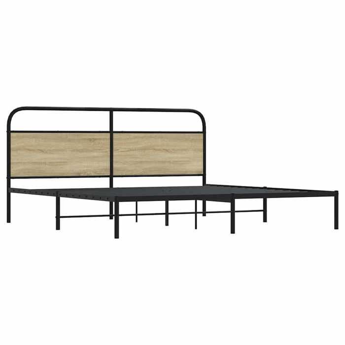 VidaXL Cadre de lit en métal sans matelas chêne sonoma 180x200 cm, meuble de chambre à coucher, lit double, sommier, lit, 3318643