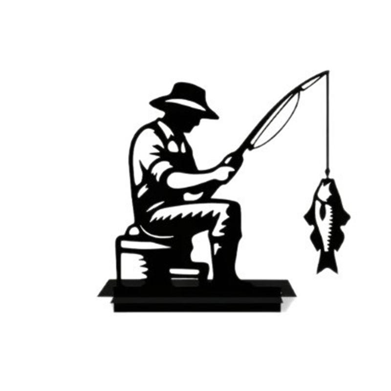 Artistic Metal Fisherman Figurine Indoor Outdoor Decorative Gift For Fishing Hobbyists And Home Decoration