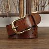 Ремень из натуральной кожи с пряжкой в стиле ретро, полый первый слой, мужской, из натуральной кожи, повседневный, из денима