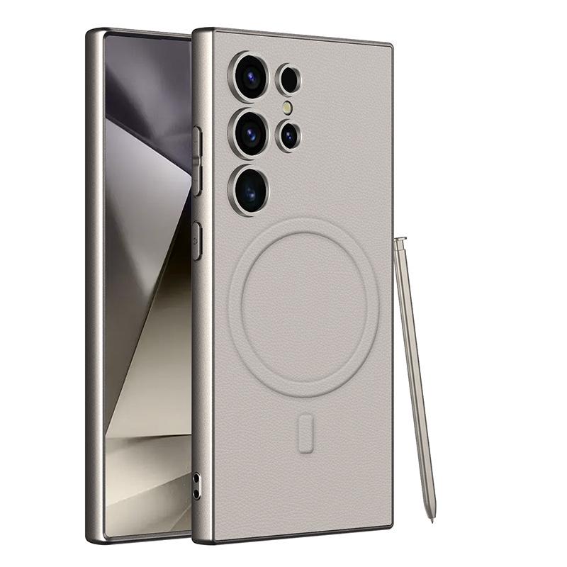 Магнитный чехол с ощущением кожи для Samsung S24/S23 Ultra