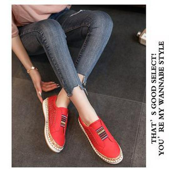 Женские мокасины большого размера на плоской подошве в тон - европейский и американский стиль, спортивная повседневная обувь без застежек на толстой подошве