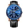 Модные часы-хронограф, классные водонепроницаемые, популярные брендовые кварцевые аналоговые часы, синие, мужские, мужские, мужские