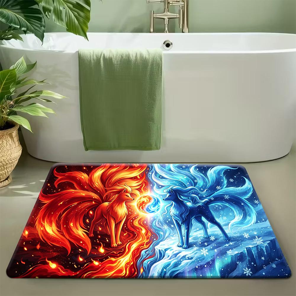 Pokemon Kanto Starters Cute Cartoon Print Non-slip Doormat Soft Floor Mat for Home Decor