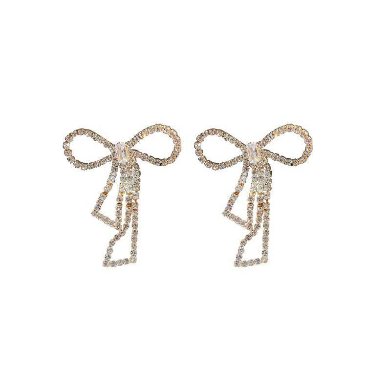 Модные женские висячие серьги с бантом в корейском стиле, серьги с бантом и жемчугом, длинные модные женские украшения
