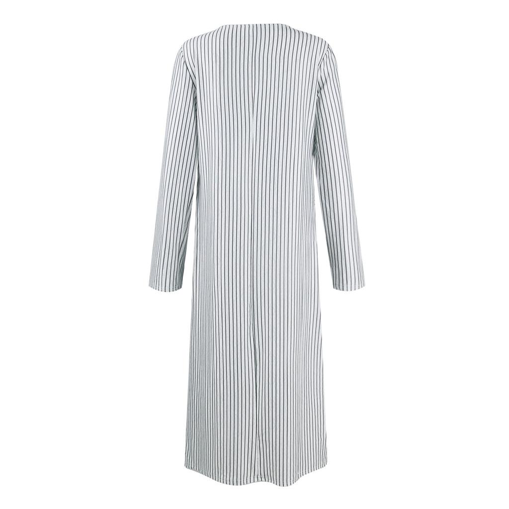 Женские повседневные модные длинные платья в полоску с принтом в винтажном стиле на осень и зиму с карманом