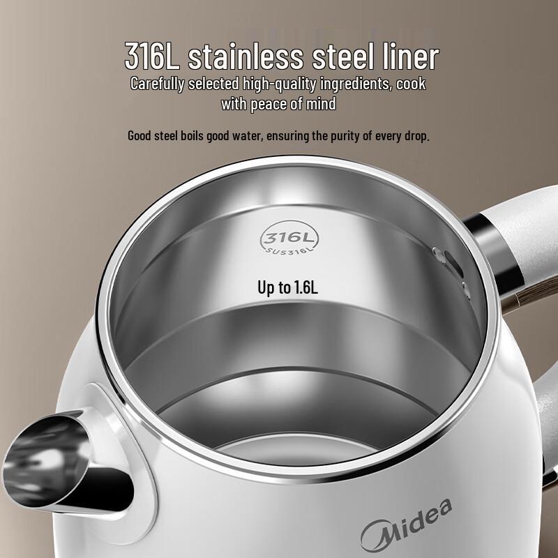 Midea 1.7L 316L Stainless Steel Electric Kettle CN plug (adapter included)