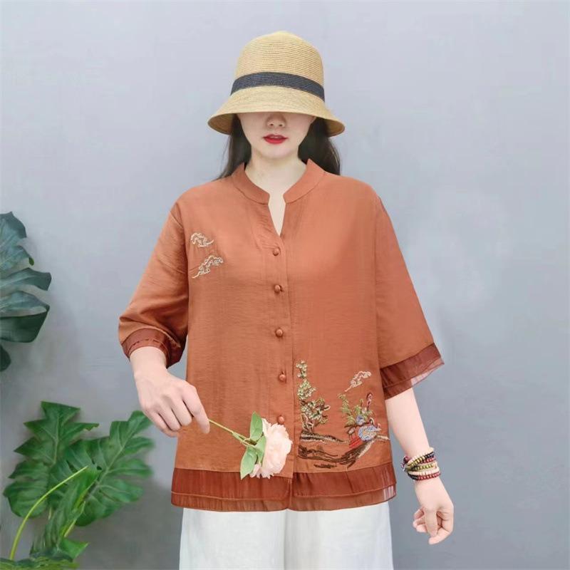 Летний топ с цветными блоками для женской одежды Свободная рубашка для женщин