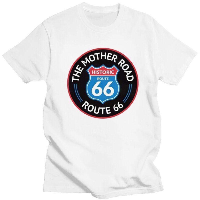 Мужская футболка на заказ "Мать Дорог Route 66" с короткими рукавами, хлопковая футболка, повседневная футболка, свободный крой, одежда