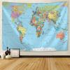 1 Pc World Map Tapestry High-Definition Map Fabric Wall Hanging Decor Watercolor Map Letter Polyester Table Cover Yoga Beach Towel WBL