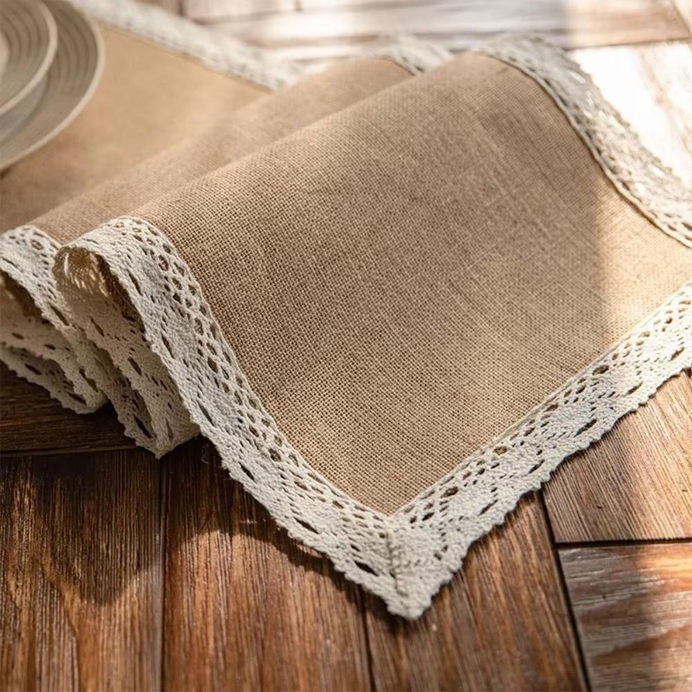 Macrame Edges Burlap Table Runner Jute Macrame Table Runner Machine Wash or Brush Wedding Party