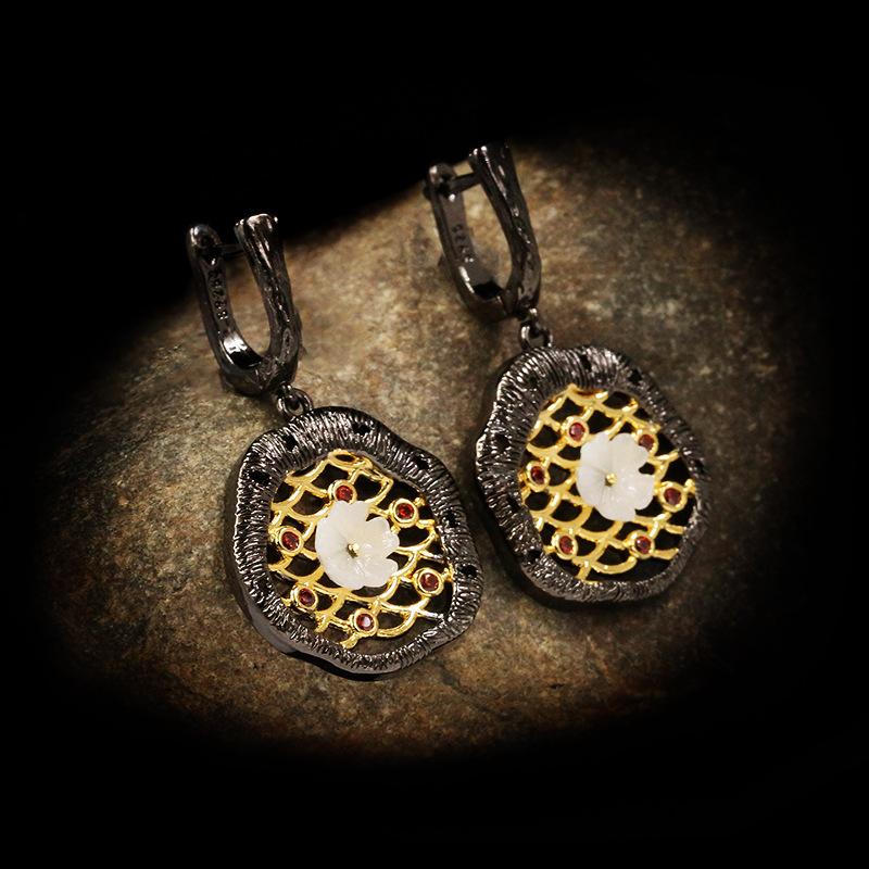 Micro-Inlaid Colorful Zircon Tree Of Life Small White Flower Earrings For Women Wedding Party Engagement Jewelry Gift