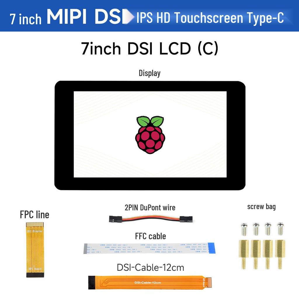 Weixue 7" IPS Touchscreen for Raspberry Pi 4, 1024x600, DSI.