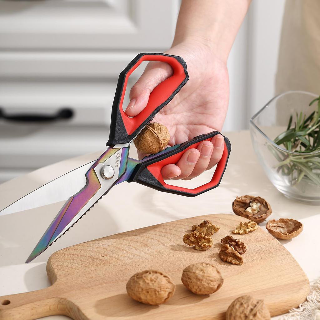 LIVINGO Большая кухонная посудомоечная машина Sharp Кованая нержавеющая сталь Мягкая резина Кухонные инструменты для рыбы 228 мм Ножницы, Безопасные, Лезвия, Рукоятка, Грибы, Ламинария,