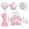 Pink Dog'S Paw Digital Balloon Set Animal Theme Birthday Party Aluminum Film Balloon Party Arrangement Decorative Balloon