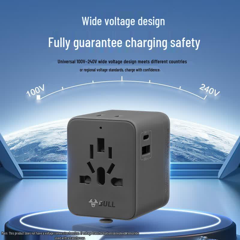 BULL Универсальный дорожный адаптер USB Type-C 15 Вт, штекер CN (адаптер в комплекте)