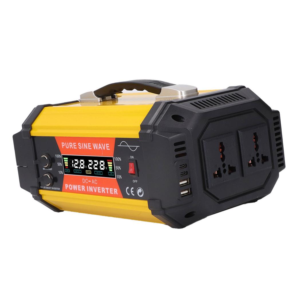 500W Pure Sine Wave Inverter 12V To 220V Sine Wave Solar Inverter with Dual USB LCD Display for Car 