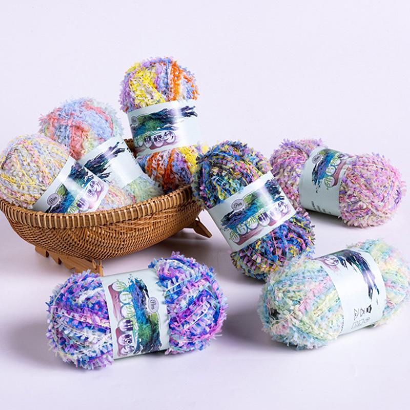 1PC Rainbow 160M Scarf Hat Sweater Colorful 50g/roll DIY Butterfly Paper Yarn Crochet Thread Fancy Blend