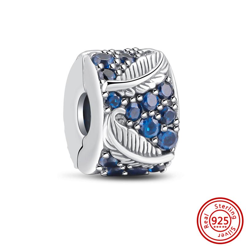 92 Стиль 925 Серебряная Звезда Луна Солнце Снежинка Растение Перо Сердце Тонкие Бусины Паве Подходит Оригинальные Подвески Браслет DIY Ювелирные Изделия