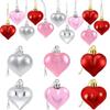 12Pcs Plastic Heart Shape Christmas Ball Bright Christmas Pendants New Year