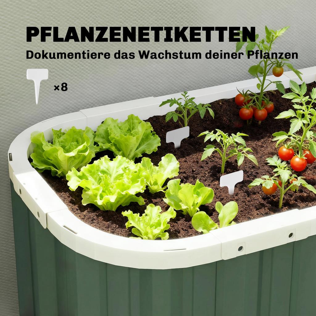 Raised Garden Bed Metal 136 x 53 x 61 cm Deep Garden Bed with Protective Edges Plant Labels Gloves Open Bottom