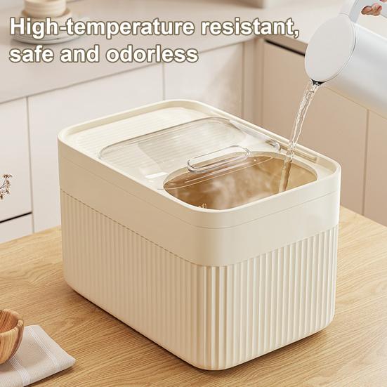 Ведро для риса 15 кг с мерным стаканом, прозрачная крышка, пищевой пластик, герметичный для животных