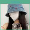 Heart Loving Retro Pattern Fisherman Hat Unisex Denim For Outdoor Activities