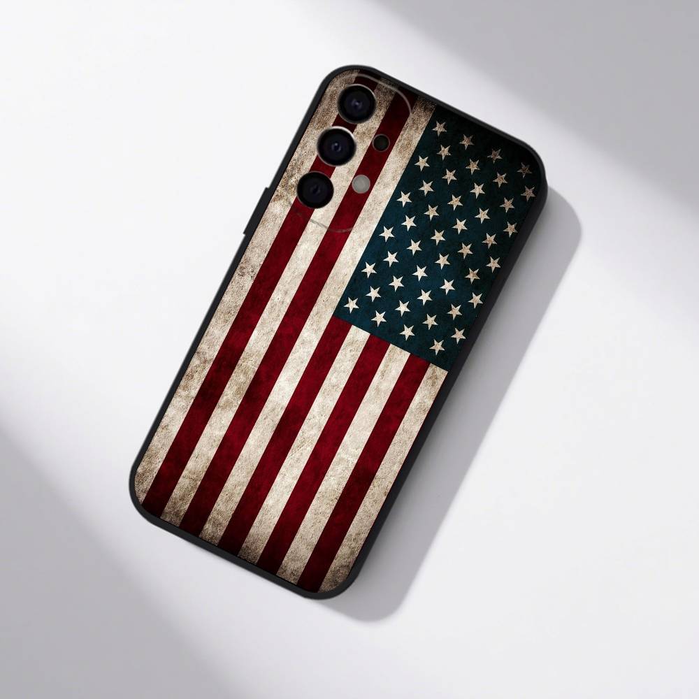 Флаг США Американский чехол для телефона для Samsung S25,S24,S21,S22,S23,S30,Ultra,S20,Plus,Fe,Lite,5G Черный чехол