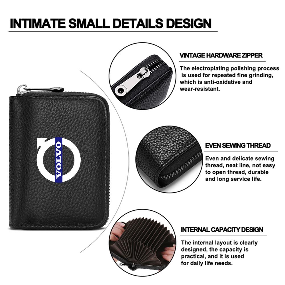 PU Leather Short Wallet With Zipper Coin Pocket Vintage Big Capacity Short Money Purse Card For Volvo XC90 XC60 C30 S60 C70 XC40
