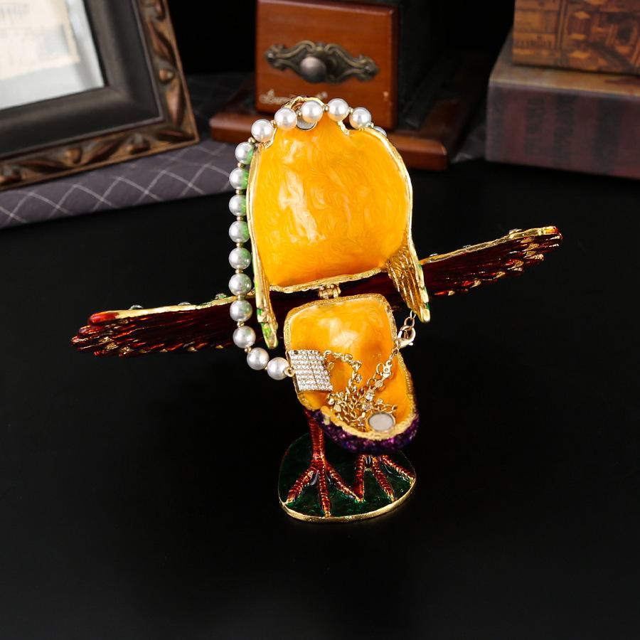 Новая шкатулка для украшений с открывающимся экраном в виде павлина, эмалированного цвета, с бриллиантовым павлином, домашний орнамент, изделия из металла, откидная