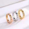 Wide Square Single Diamond Titanium Steel Ring Couple Matching Jewelry Trendy Accessories