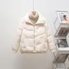 Новая корейская стильная свободная повседневная женская короткая куртка-пуховик с воротником-стойкой на двух пуговицах