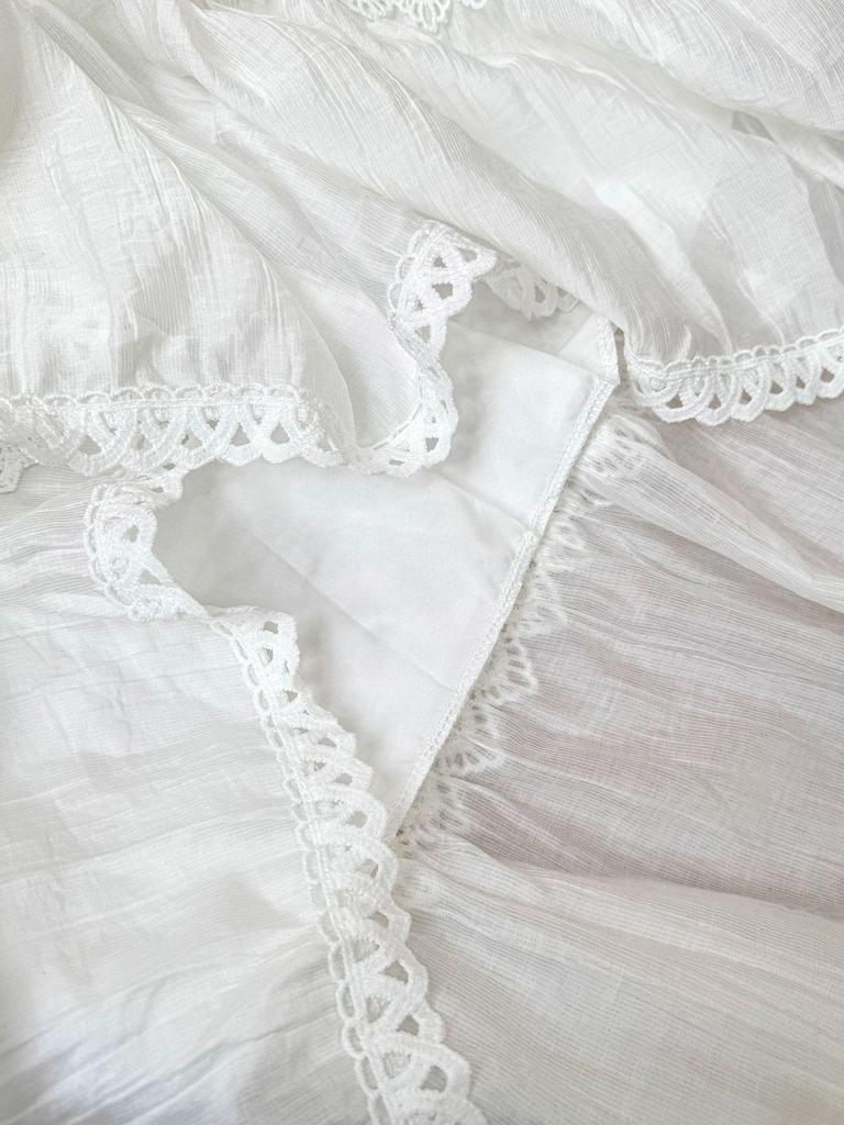 Юбка-миди А-силуэта в корейском стиле с кружевной отделкой 2026 - С высокой талией, многоярусный дизайн "торт"