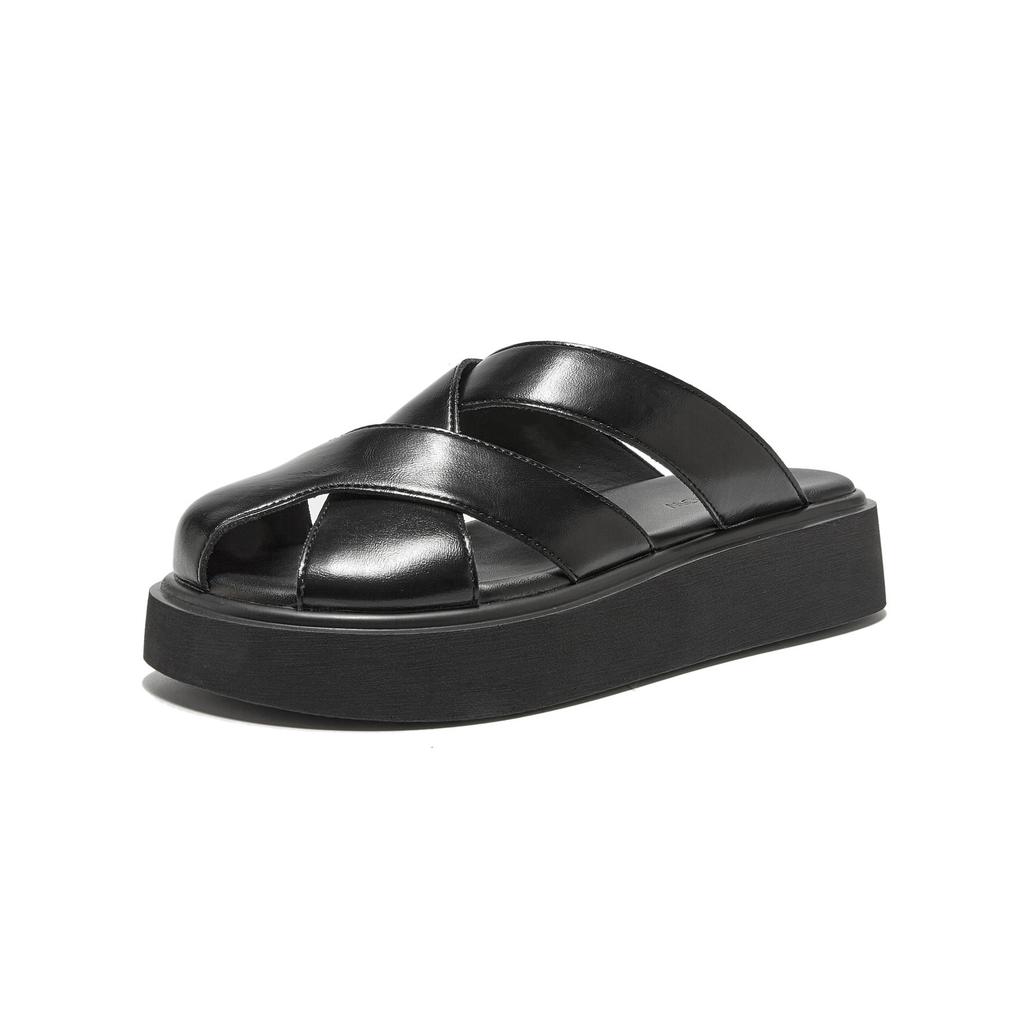 Summer New Bag Head Slippers Women's Outer Wear Woven Hollow Thick Bottom Heightening Casual Versatile Leather Cool Slippers