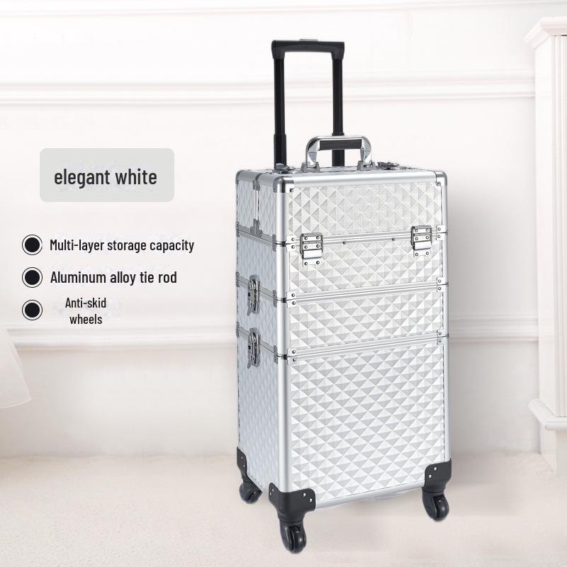 Multifunctional Aluminum Makeup Trolley Case with Large Storage for Artists, Manicure, and Hairdressing