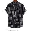 Short Sleeve Men Shirt Turn-down Collar Soft Print Loose Summer Shirt Streerwear