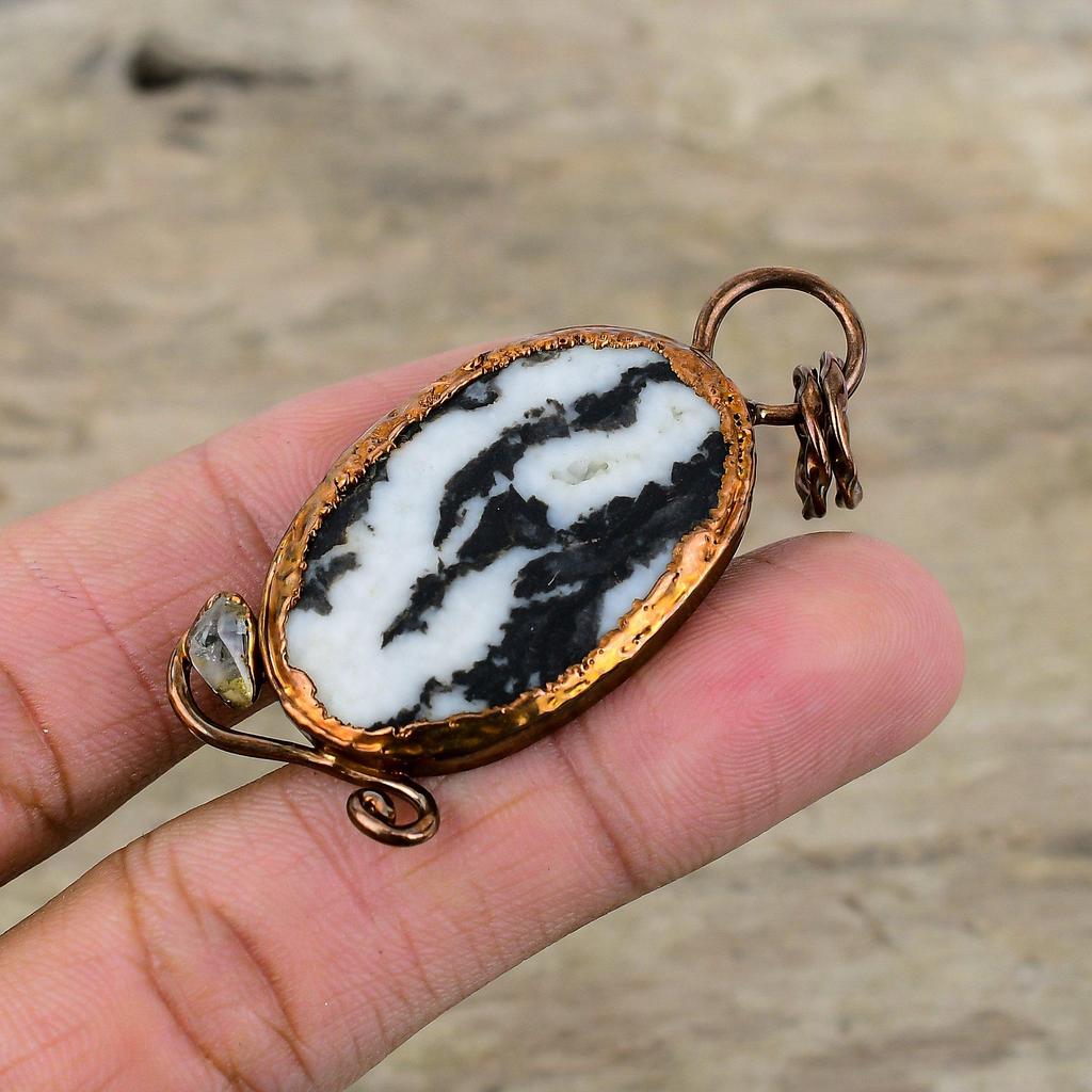 Кулон с белой бирюзой буффало, кулон из электроформированной меди, кулон ручной работы, электроформированная бижутерия, кулон с драгоценным камнем для подарка, медная бижутерия