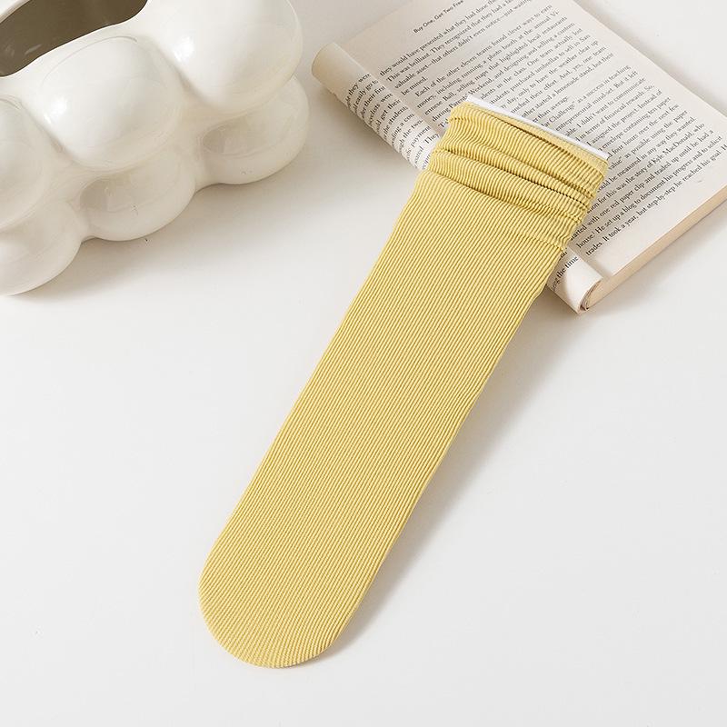 Женские белые носки до середины икры из ледяного шелка: Тонкий, Однотонный, Вельвет, Весна/Лето