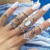 Ladies Ring Retro Metal  Ring Glossy Ring 10 Piece Set Metal Ring Holiday Gift