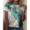 Летняя женская футболка, модные топы с короткими рукавами, повседневная футболка с круглым вырезом и 3D цветочным принтом для женщин, одежда Y2k, свободные футболки, топы