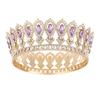 Round Princess Queen Tiara European Bridal Wedding Crowns Crystal Full Crown  Cake Topper