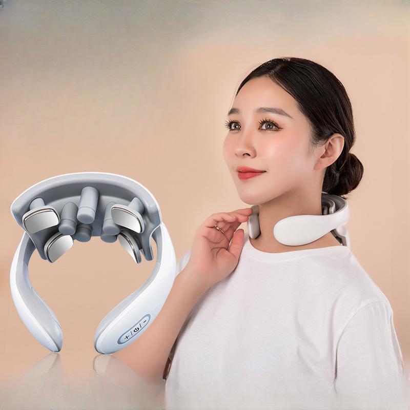 Breathing Light Cervical Vertebra Massage Instrument Intelligent Voice Pulse Cervical Vertebra Physiotherapy Instrument Kneading Neck Protector.
