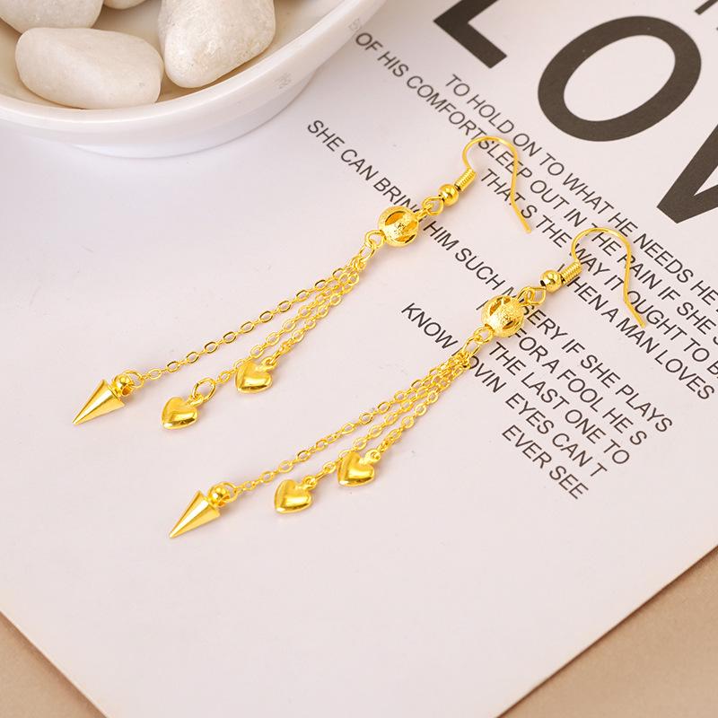 Высококачественные серьги с имитацией песочного золота: Долговечный дизайн кисточек для женщин, трансграничные медные аксессуары