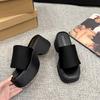 Fashion Fashion Platform Black Sandals Women Square Toe Chic Outdoors Slip On Slippers 2025 New Summer Street Goth Slides Beach Shoes
