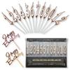 Set of 12 Birthday Number Candles, Perfect for Celebrating Birthdays, Includes 2 Happy Birthday Cake Decorations, Instagram-worthy, Luxury Number-Shap