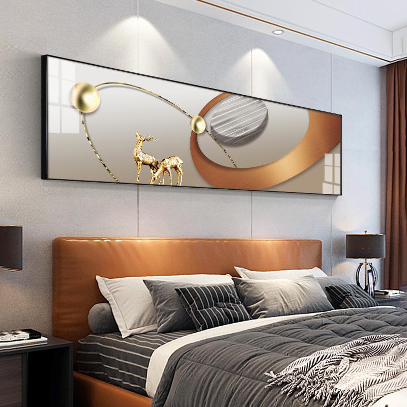 Nordic Light Luxury Geometry Canvas Painting New Chinese Style Golden Deer Posters And Prints Wall Art for Living Room Decor