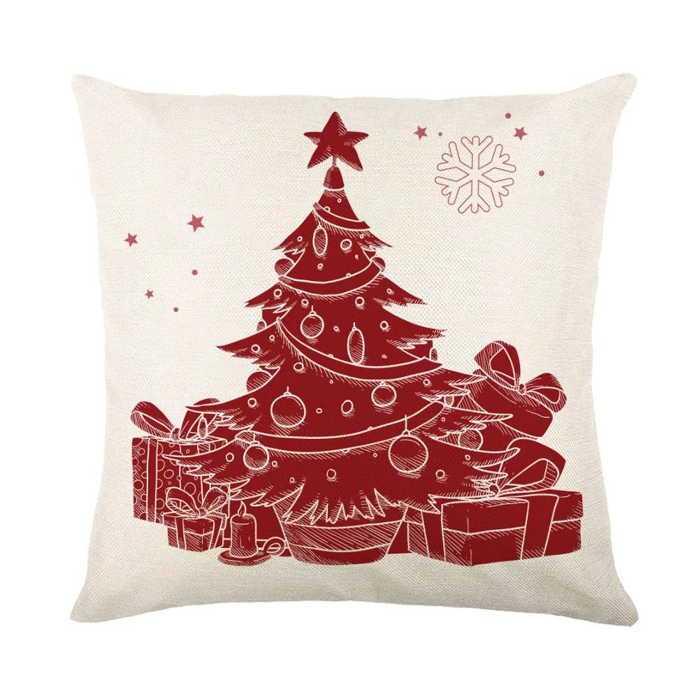 Christmas Cushion Cover Linen Pillow Covers Holiday Decoration Home Decor Salon Sofa Pillow Case Throw/Couch